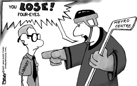editorial cartoon library and metro centre